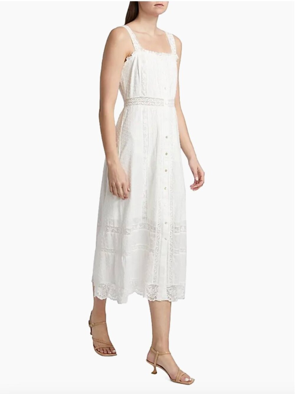 LoveShhackFancy Judalon Swiss Dot Lace Midi Dress White 0 $395 NWT